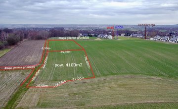 Działka usługowa 4130 m2 Facimiech koło Skawiny